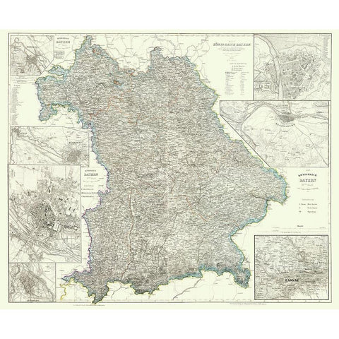 Bavaria Regensburg Regions Germany - Radefeld 1860 Gold Ornate Wood Framed Art Print with Double Matting by Radefeld