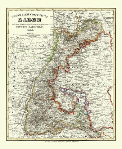 Baden Wurttemberg Germany - Radefeld 1860 White Modern Wood Framed Art Print with Double Matting by Radefeld