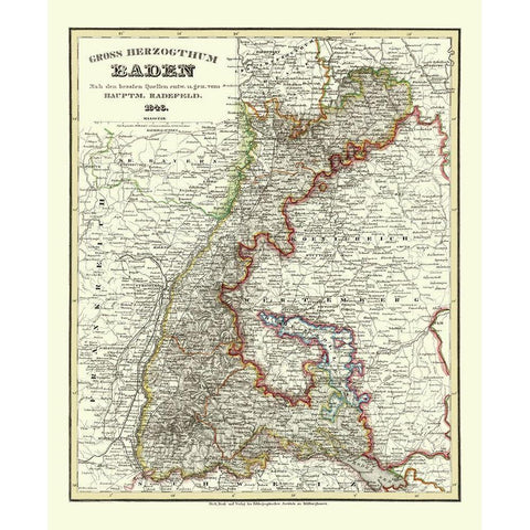 Baden Wurttemberg Germany - Radefeld 1860 Black Modern Wood Framed Art Print by Radefeld