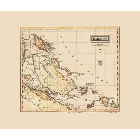 Bahamas - Lucas 1823 Black Modern Wood Framed Art Print with Double Matting by Lucas