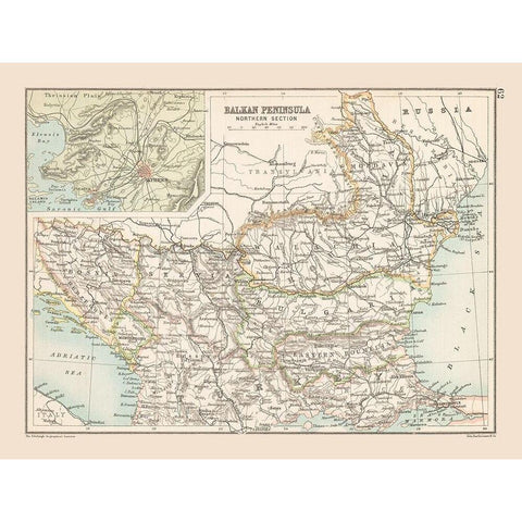 Northern Balkan Peninsula Europe - Bartholomew Black Modern Wood Framed Art Print with Double Matting by Bartholomew