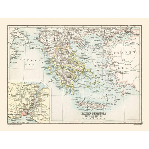 Southern Balkan Peninsula Europe - Bartholomew Gold Ornate Wood Framed Art Print with Double Matting by Bartholomew