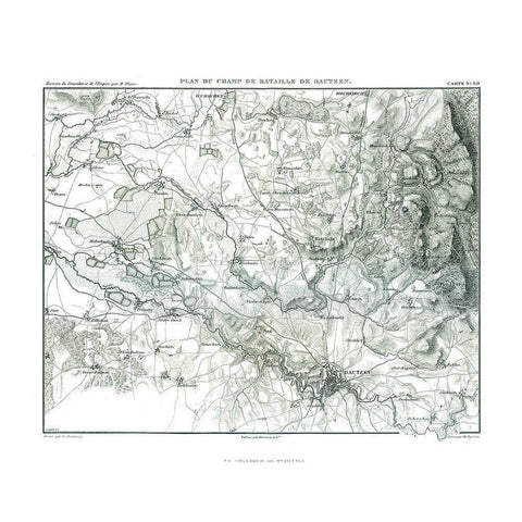 Battle of Bautzen Field Plan - Thiers 1866 White Modern Wood Framed Art Print by Unknown