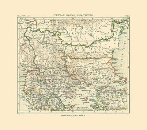 Macedonia Thracia Dardania Paeonia - Perthes 1896 White Modern Wood Framed Art Print with Double Matting by Perthes