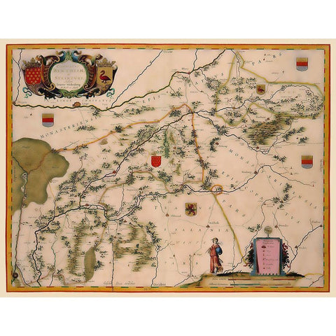 Bentheim Steinfurt Districts Germany - Blaeu 1635 Black Modern Wood Framed Art Print with Double Matting by Blaeu