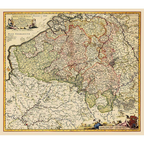 Benelux Belgium - Visscher 1684 Black Modern Wood Framed Art Print by Visscher