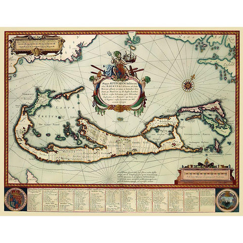 Landowner Bermuda - Blaeu 1630 White Modern Wood Framed Art Print by Blaeu