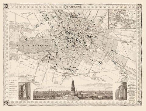 Berlin Germany - Meyer 1860 Black Ornate Wood Framed Art Print with Double Matting by Meyer