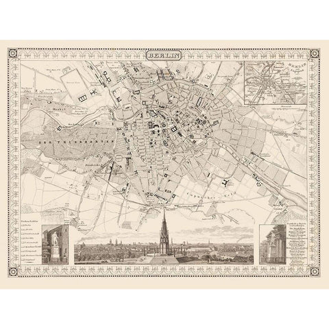 Berlin Germany - Meyer 1860 Black Modern Wood Framed Art Print by Meyer