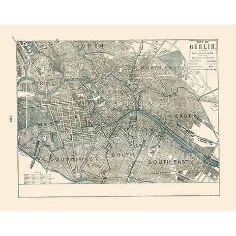 Berlin Germany - Rathbun 1893 Black Modern Wood Framed Art Print with Double Matting by Rathbun