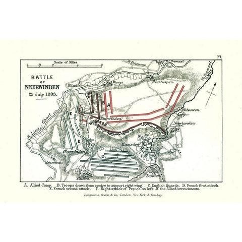 Battle of Neerwinden 1693 Belgium - Gardiner 1902 Black Modern Wood Framed Art Print by Gardiner