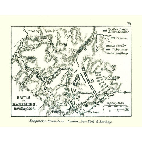 Battle of Ramillies 1706 Belgium - Gardiner 1902 White Modern Wood Framed Art Print by Gardiner