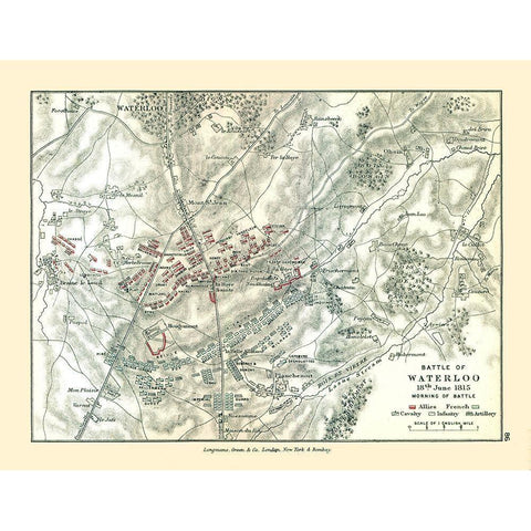 Waterloo 1815 Belgium - Gardiner 1902 White Modern Wood Framed Art Print by Gardiner