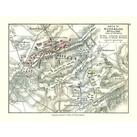 Battle of Waterloo 1815 Belgium - Gardiner 1902 Black Modern Wood Framed Art Print by Gardiner