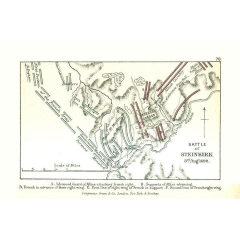 Battle of Steinkirk 1692 Belgium - Gardiner 1902 White Modern Wood Framed Art Print by Gardiner