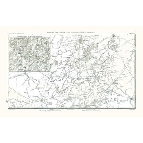 Battle of Ligny Belgium - Thiers 1866 Black Modern Wood Framed Art Print by Unknown