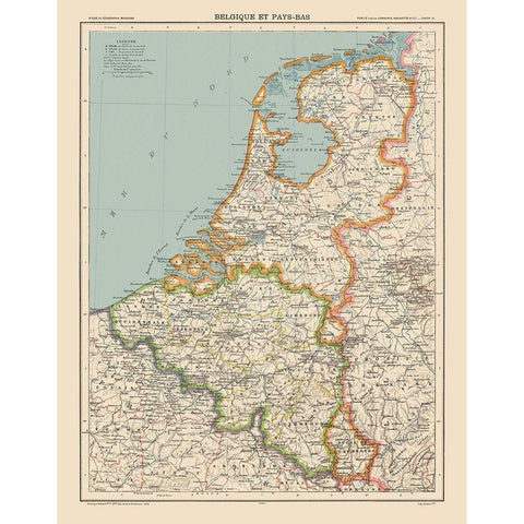 Belgium Netherlands - Schrader 1908 White Modern Wood Framed Art Print by Schrader