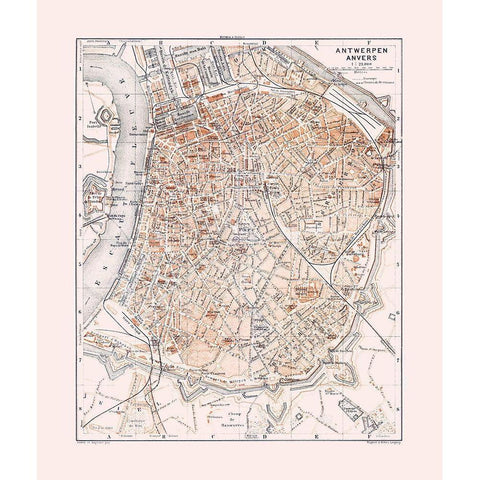 Antwerp Belgium Europe - Baedeker 1910 White Modern Wood Framed Art Print by Baedeker