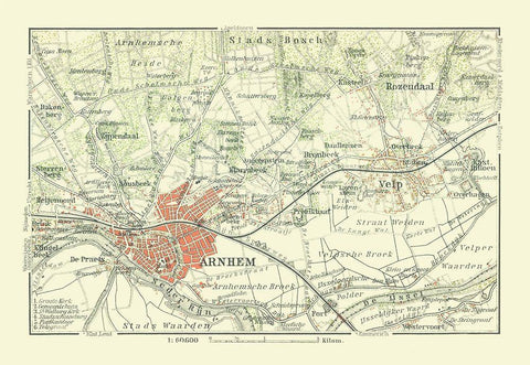 Arnhem Belgium Europe - Baedeker 1910 White Modern Wood Framed Art Print with Double Matting by Baedeker