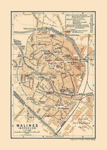 Mechelen Belgium Europe - Baedeker 1910 White Modern Wood Framed Art Print with Double Matting by Baedeker