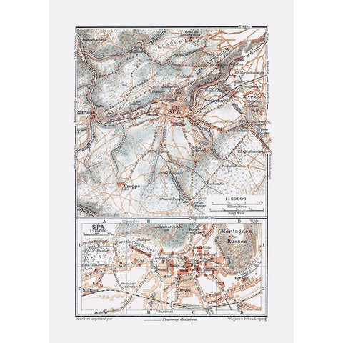 Spa Belgium Europe - Baedeker 1910 Black Modern Wood Framed Art Print by Baedeker