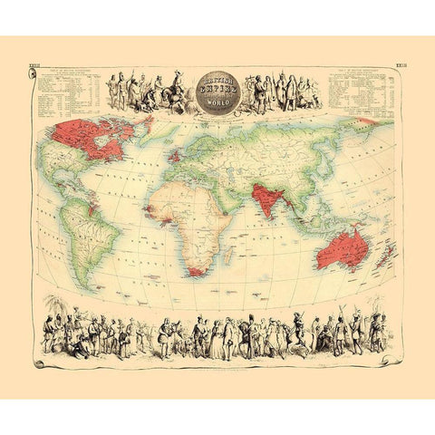 British Empire Throughout World - Bartholomew 1872 White Modern Wood Framed Art Print by Bartholomew