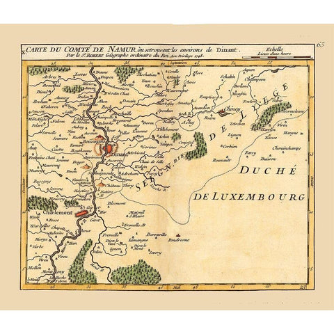 Dinant Environs Belgium - Robert 1748  Gold Ornate Wood Framed Art Print with Double Matting by Robert