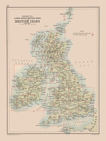 British Isles - Bartholomew 1892 White Modern Wood Framed Art Print with Double Matting by Bartholomew