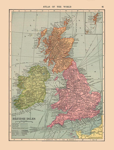 British Isles - Hammond 1910 White Modern Wood Framed Art Print with Double Matting by Hammond