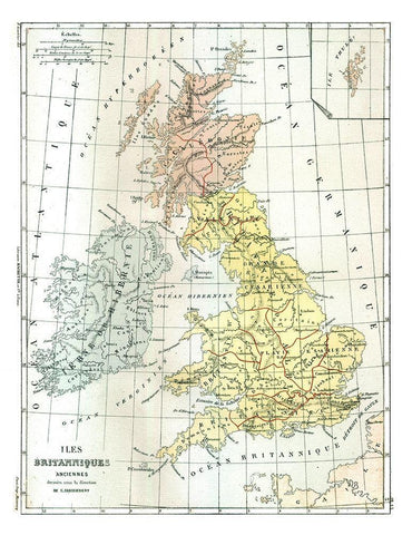 Ancient British Isles - Cortambert 1880 White Modern Wood Framed Art Print with Double Matting by Cortambert