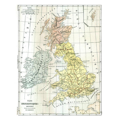 Ancient British Isles - Cortambert 1880 White Modern Wood Framed Art Print by Cortambert