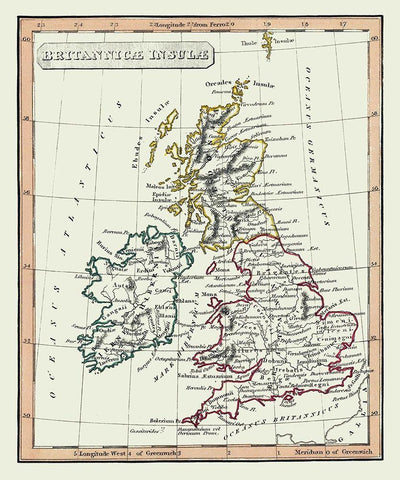 Ancient British Isles - Fenner 1830 Black Ornate Wood Framed Art Print with Double Matting by Fenner