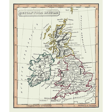 Ancient British Isles - Fenner 1830 Black Modern Wood Framed Art Print by Fenner