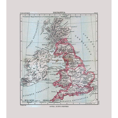 British Isles - Perthes 1896 Gold Ornate Wood Framed Art Print with Double Matting by Perthes