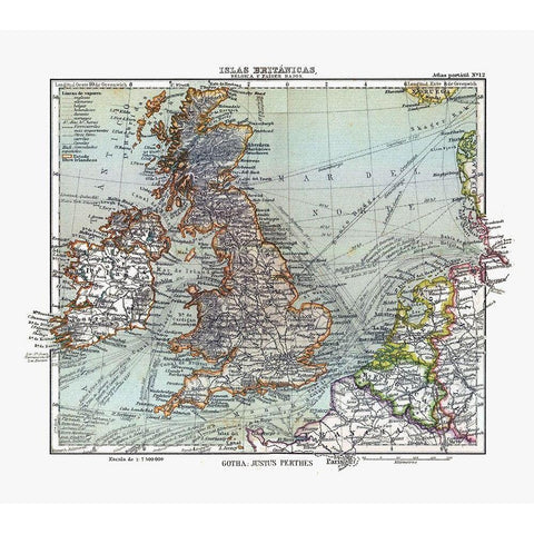 Ireland England France Belgium - Perthes 1921 Black Modern Wood Framed Art Print with Double Matting by Perthes