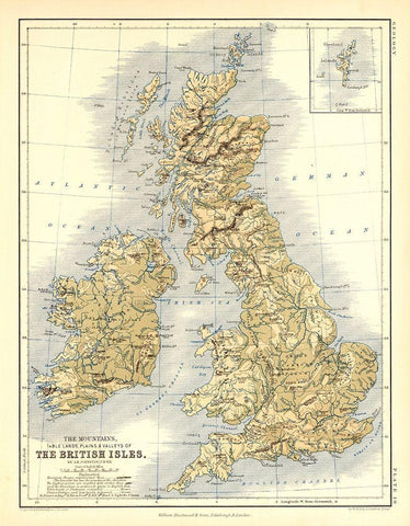 Geological British Isles - Johnston White Modern Wood Framed Art Print with Double Matting by Johnston