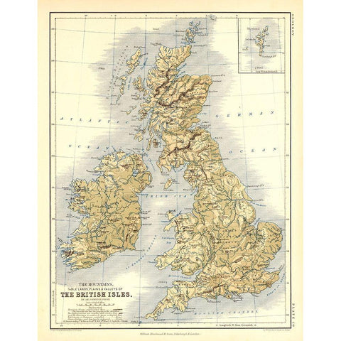 Geological British Isles - Johnston Black Modern Wood Framed Art Print with Double Matting by Johnston