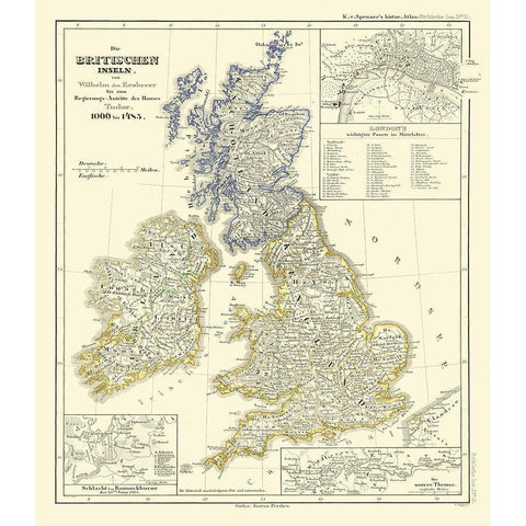 Tudors 1066-1485 British Isles - Spruner 1839 White Modern Wood Framed Art Print by Spruner