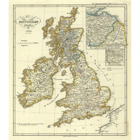 British Isles - Spruner 1485 White Modern Wood Framed Art Print by Spruner