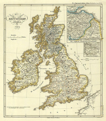 British Isles - Spruner 1485 Black Ornate Wood Framed Art Print with Double Matting by Spruner