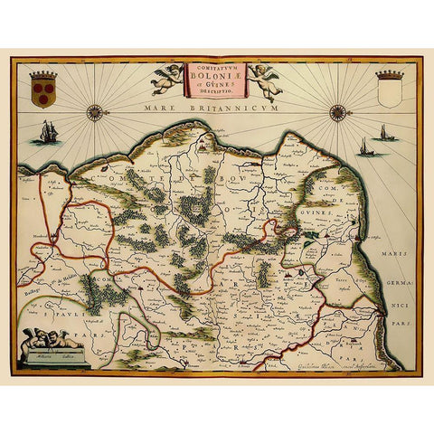 Boulogne Sur Mer Region France - Blaeu 1631 White Modern Wood Framed Art Print by Blaeu