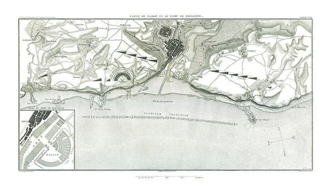 Boulogne-sur-Mer, Basin and Camp France White Modern Wood Framed Art Print with Double Matting by Unknown