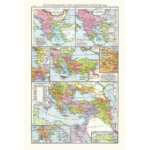 Ottoman Empire Middle East Balkan Peninsula Turkey Gold Ornate Wood Framed Art Print with Double Matting by Droysen