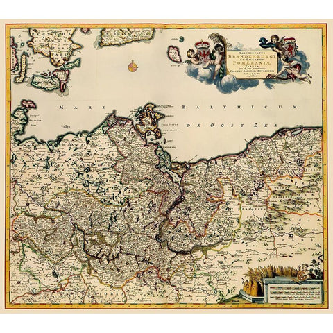 Brandenburg Germany - De Wit 1688 Gold Ornate Wood Framed Art Print with Double Matting by De Wit