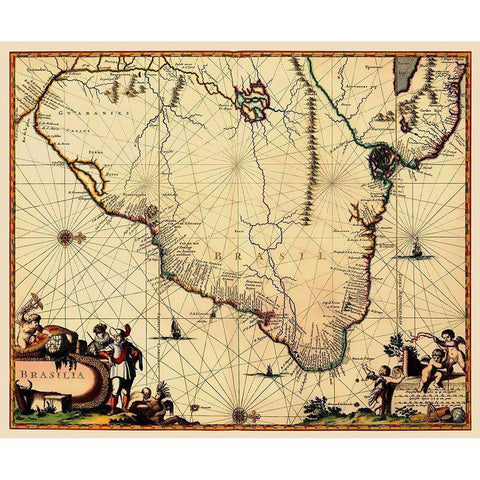 South America Brazil - Arciszeweski 1600 Black Modern Wood Framed Art Print with Double Matting by Arciszeweski