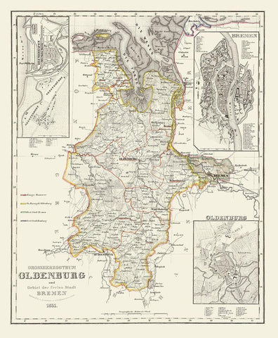 Bremen Oldenburg Germany - Gotthard 1851 White Modern Wood Framed Art Print with Double Matting by Gotthard