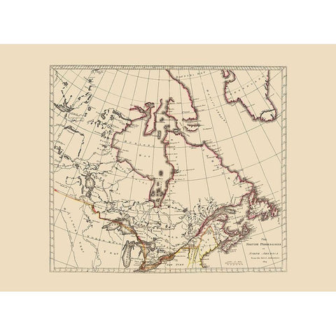 British Possessions Canada United States Black Modern Wood Framed Art Print with Double Matting by Carey