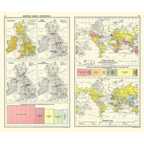 Industrial Global Currency British Isles Gold Ornate Wood Framed Art Print with Double Matting by Newnes