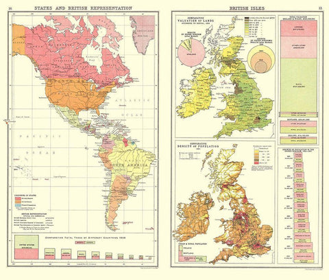 British Trade United Kingdom - Bartholomew 1907 White Modern Wood Framed Art Print with Double Matting by Bartholomew