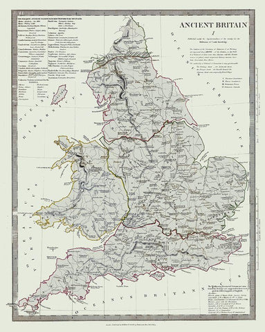 Ancient Britain United Kingdom - Baldwin 1830 White Modern Wood Framed Art Print with Double Matting by Baldwin